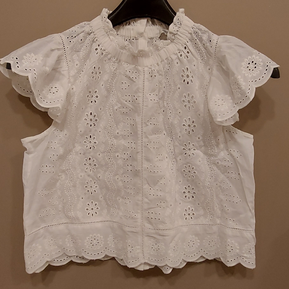 Source Unknown White Eyelet Blouse
